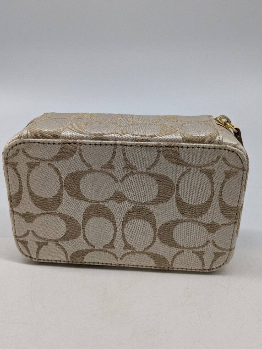 Coach Monogram Canvas Leather Flower Applique Travel Jewelry Box - Picture 3 of 8